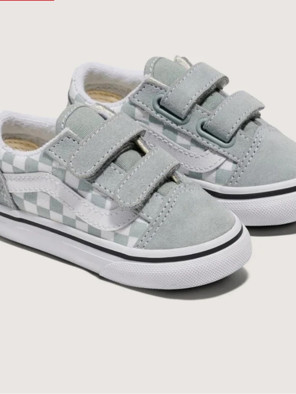 Vans Toddler Checkerboard Old Skool V Shoes in Light Gray and White